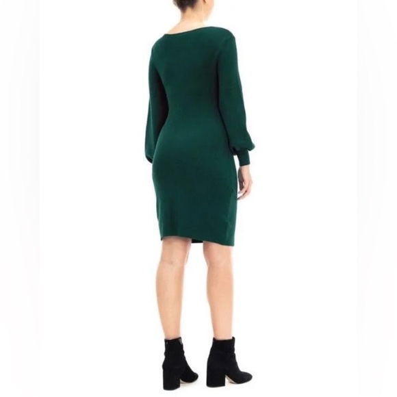 Nina Leonard Deep Green Long Sleeve Knit Dress - Picture 3 of 6
